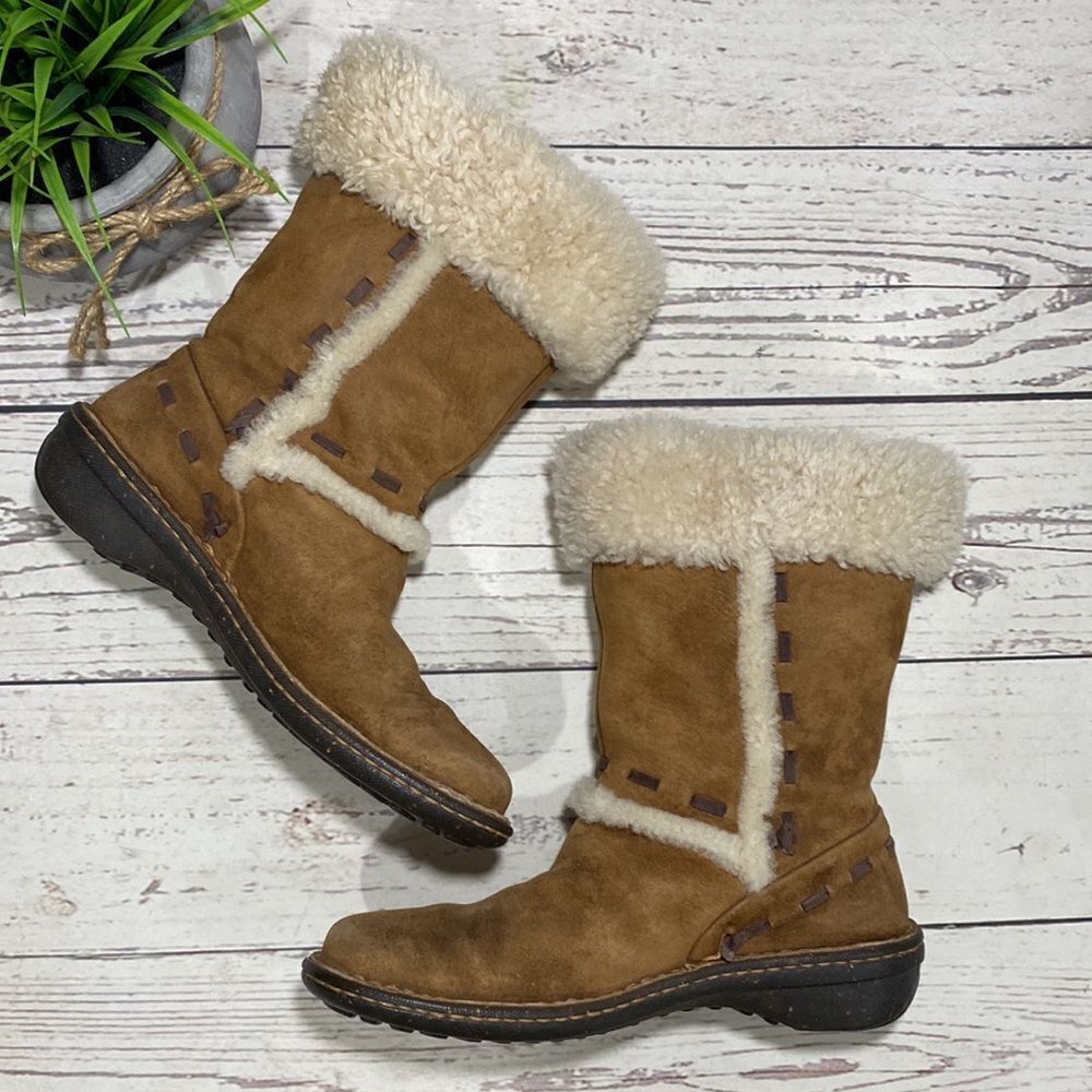 Ugg Australia Elijo Chestnut Brown Suede Winter Fur Cuff Boots #5674 - Picture 5 of 15